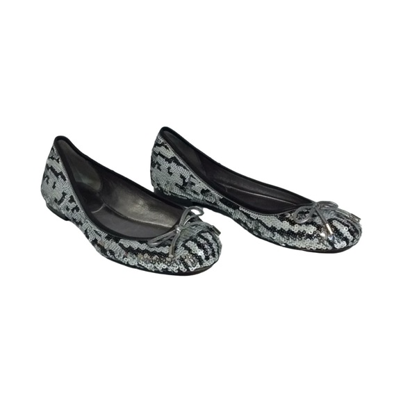 Coach Women’s Liah Snow Leopard Sequin Ballet Flats Size 5B - Picture 8 of 16